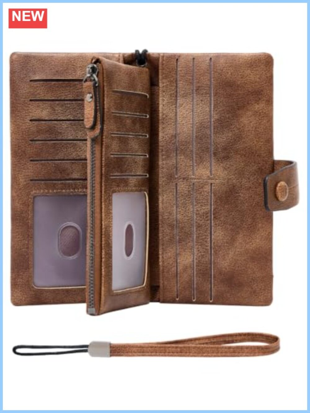 Large RFID Wristlet Wallet Vegan Leather Women's Card Case Clutch